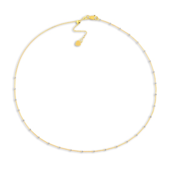 Saturn Solid Choker Necklace 14K TwoTone Gold 13 Adj