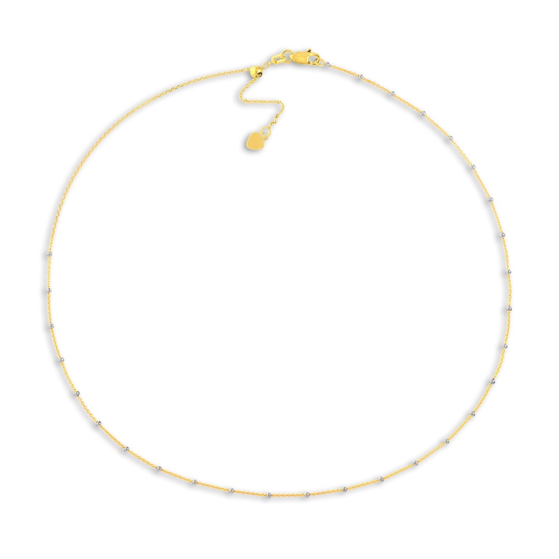 Main Image 1 of Saturn Solid Choker Necklace 14K Two-Tone Gold 13" Adj.