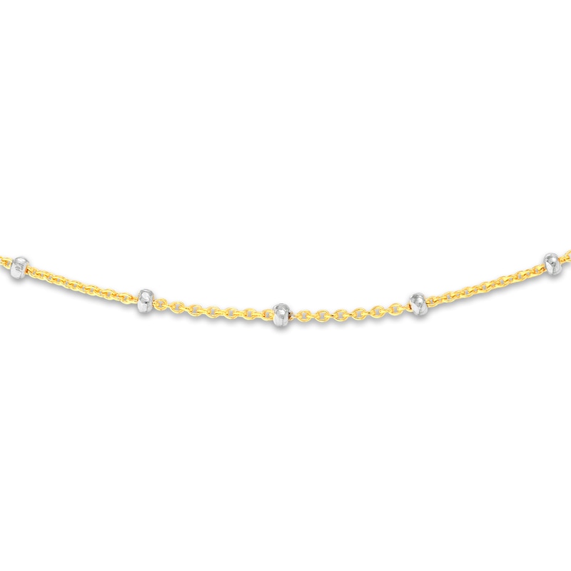 Main Image 2 of Saturn Solid Choker Necklace 14K Two-Tone Gold 13" Adj.