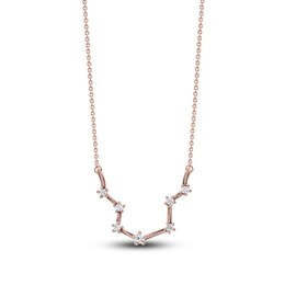 Diamond Aquarius Constellation Necklace 1/6 ct tw Round 14K Rose Gold