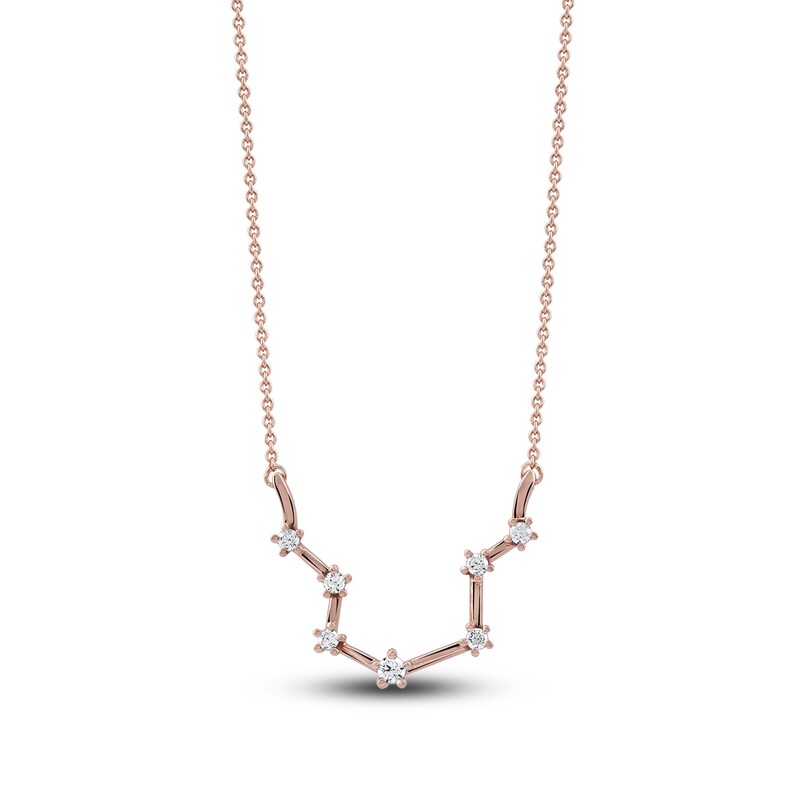 Main Image 1 of Diamond Aquarius Constellation Necklace 1/6 ct tw Round 14K Rose Gold