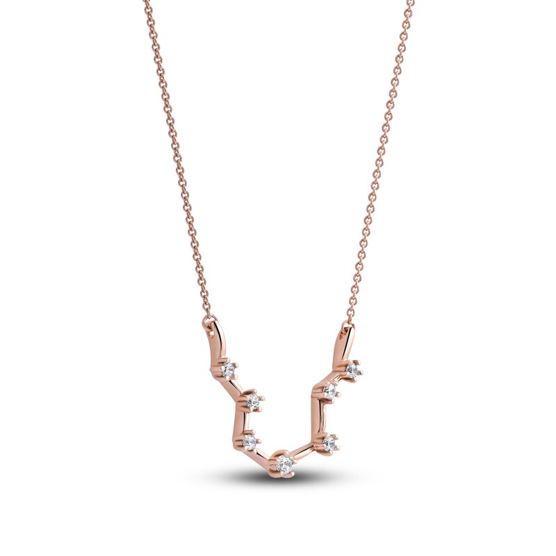 Main Image 2 of Diamond Aquarius Constellation Necklace 1/6 ct tw Round 14K Rose Gold