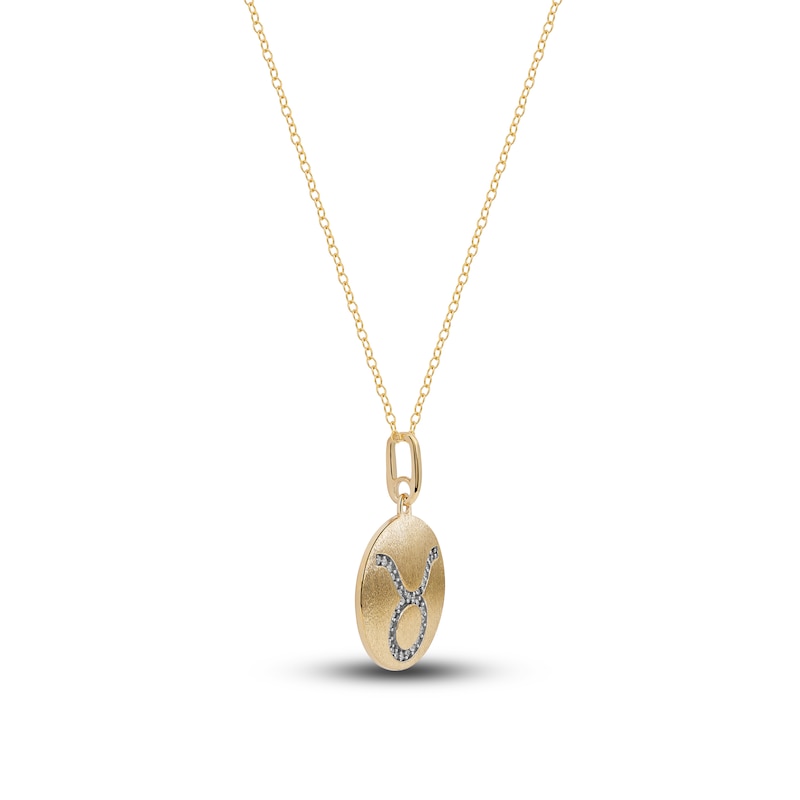 Main Image 2 of Diamond Taurus Zodiac Pendant Necklace 1/10 ct tw Round 14K Yellow Gold
