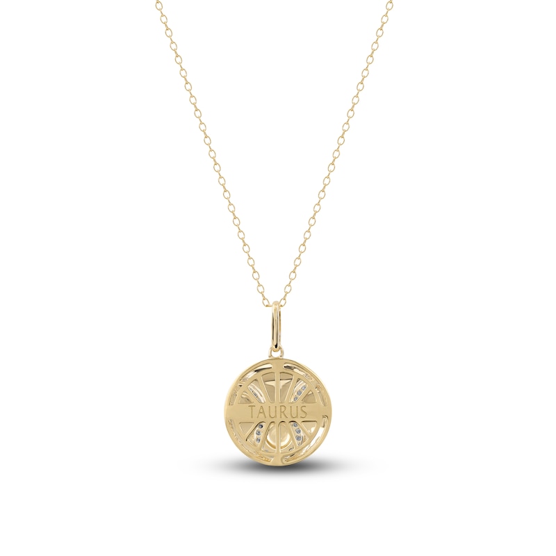 Main Image 3 of Diamond Taurus Zodiac Pendant Necklace 1/10 ct tw Round 14K Yellow Gold