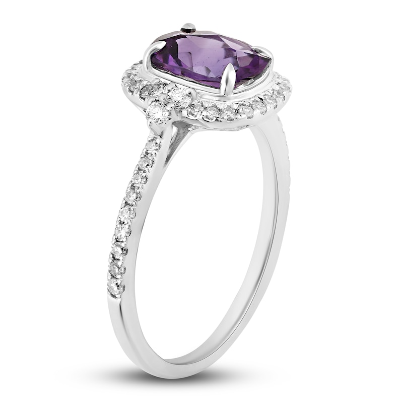 Natural Amethyst Engagement Ring 1/3 ct tw Diamonds 14K White Gold