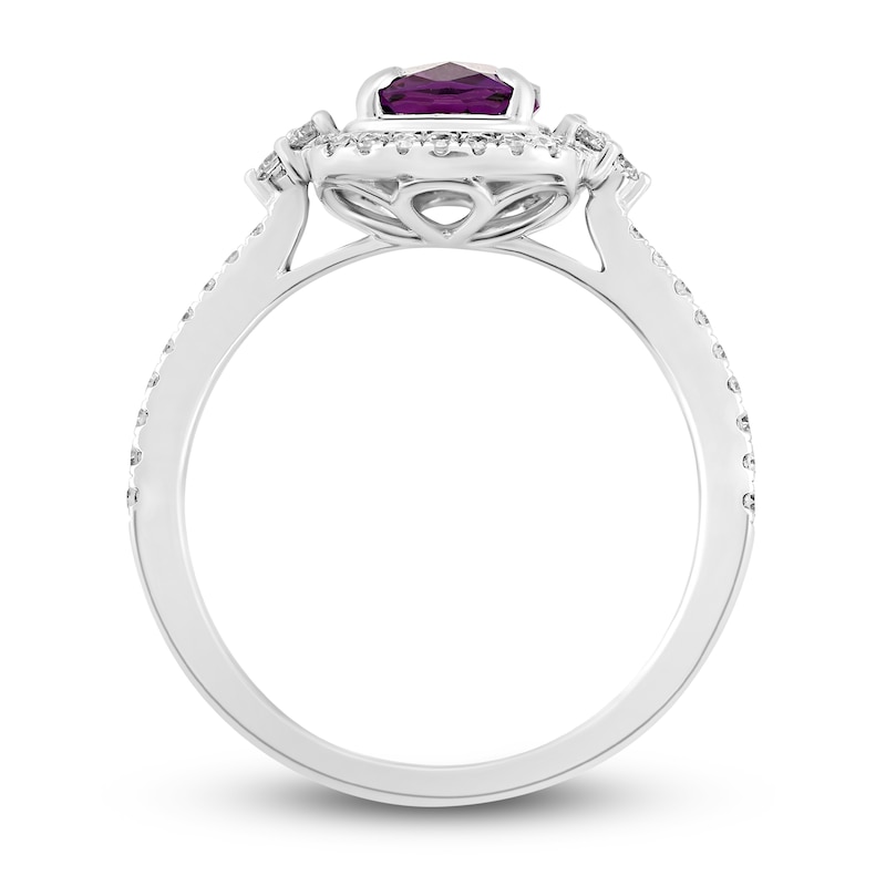 Natural Amethyst Engagement Ring 1/3 ct tw Diamonds 14K White Gold