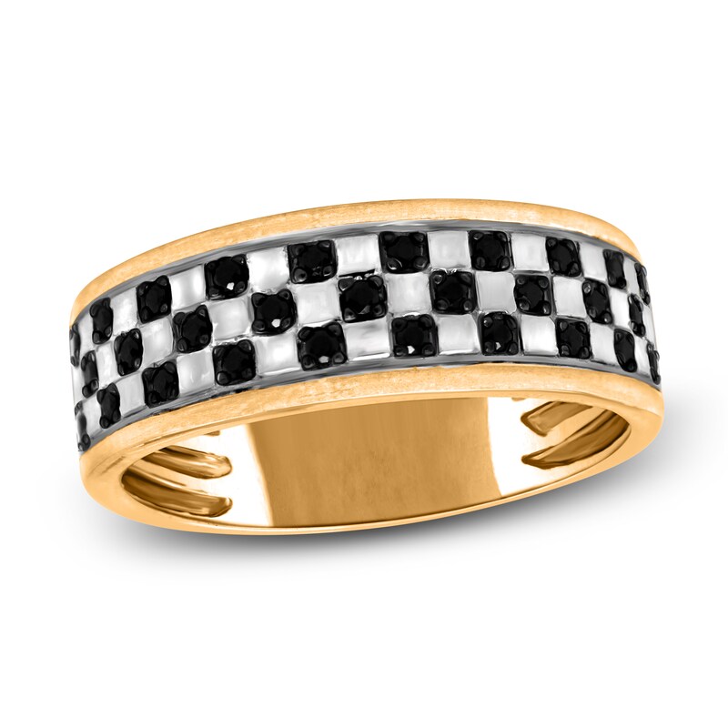 Main Image 1 of Men's Black Diamond Anniversary Ring 1/4 ct tw Round 14K Two-Tone