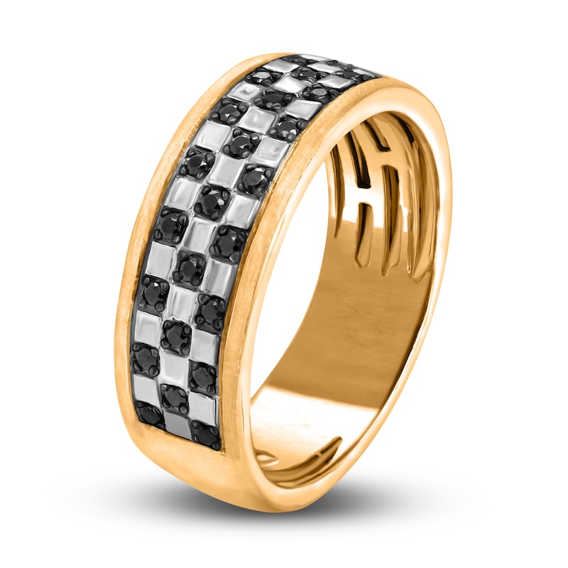 Main Image 2 of Men's Black Diamond Anniversary Ring 1/4 ct tw Round 14K Two-Tone