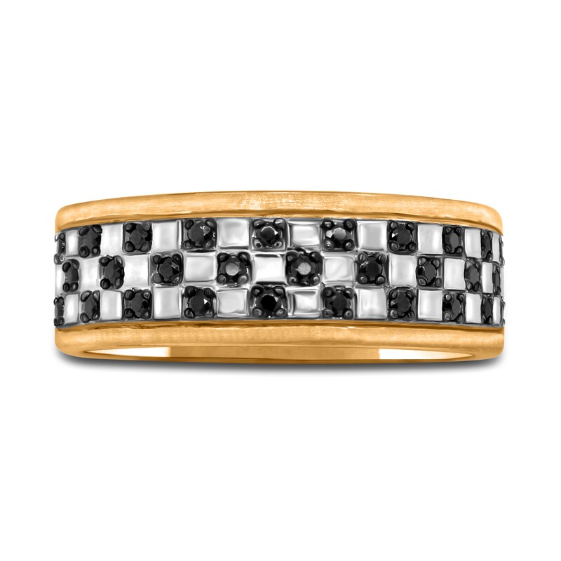 Main Image 3 of Men's Black Diamond Anniversary Ring 1/4 ct tw Round 14K Two-Tone