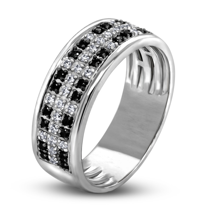 Men's Black & White Diamond Anniversary Ring 1/3 ct tw Round 14K White Gold