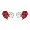 Thumbnail Image 2 of White Lab-Created Sapphire & Lab-Created Ruby Stud Earrings 10K Yellow Gold