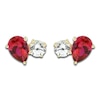 Thumbnail Image 1 of White Lab-Created Sapphire & Lab-Created Ruby Stud Earrings 10K Yellow Gold