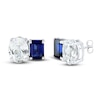 Lab-Created White Sapphire & Lab-Created Blue Sapphire Stud Earrings 10K White Gold