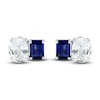 Lab-Created White Sapphire & Lab-Created Blue Sapphire Stud Earrings 10K White Gold