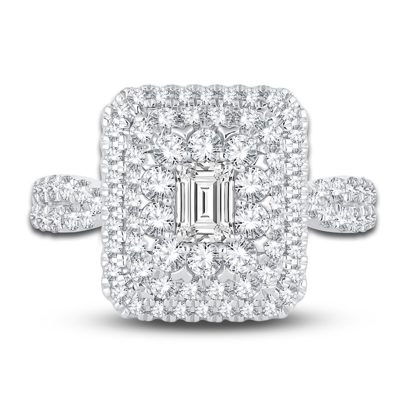 Main Image 3 of Diamond Triple Halo Engagement Ring 1-1/2 ct tw Round 14K White Gold