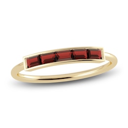 Juliette Maison Natural Garnet Baguette Bar Ring 10K Yellow Gold