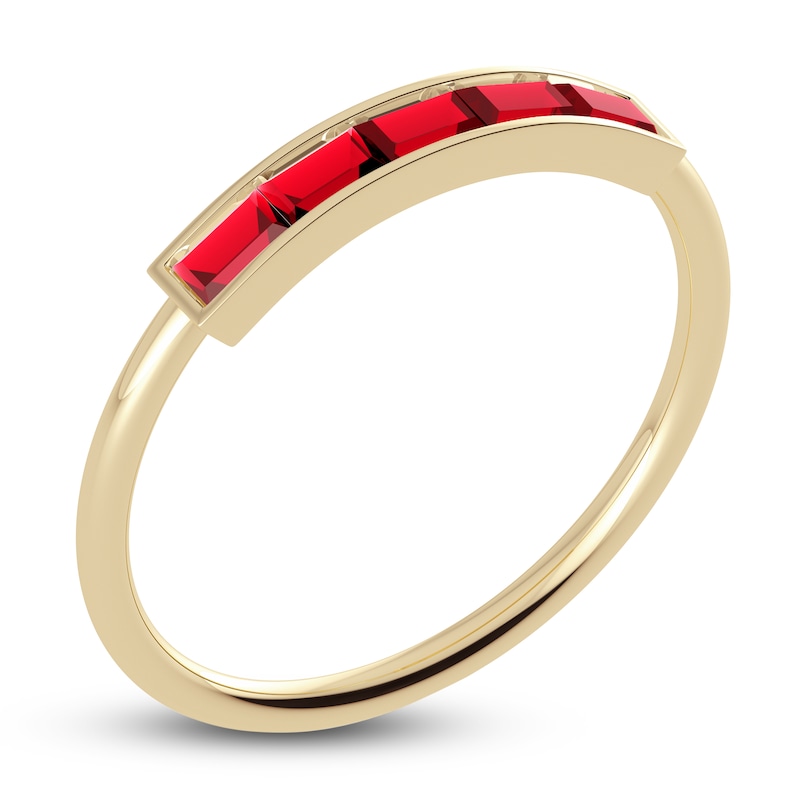 Main Image 2 of Juliette Maison Natural Ruby Baguette Bar Ring 10K Yellow Gold
