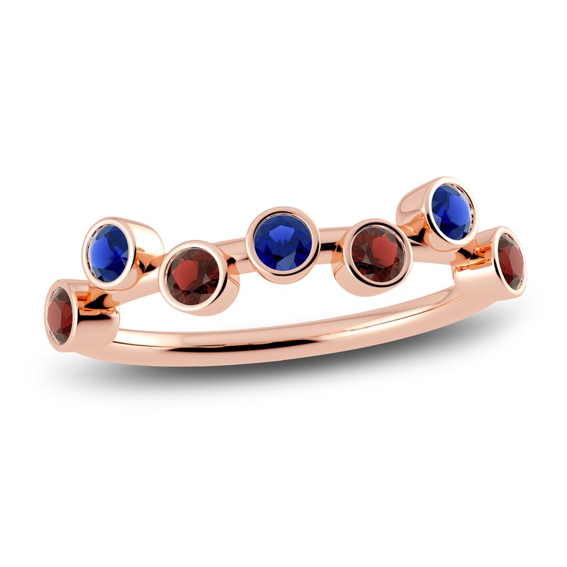 Main Image 1 of Juliette Maison Natural Garnet & Natural Blue Sapphire Ring 10K Rose Gold