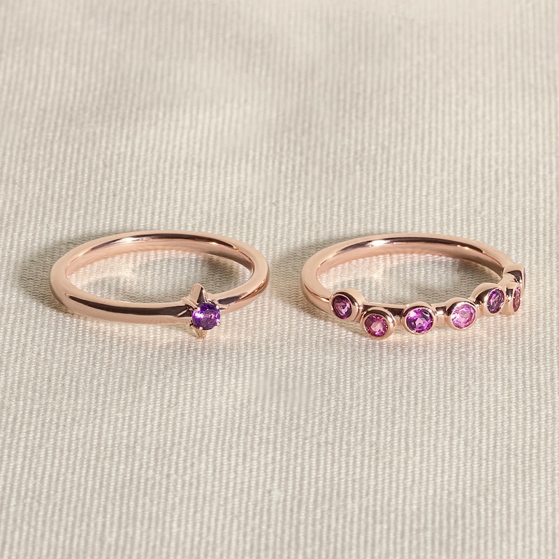 Main Image 4 of Juliette Maison Natural Garnet & Natural Blue Sapphire Ring 10K Rose Gold