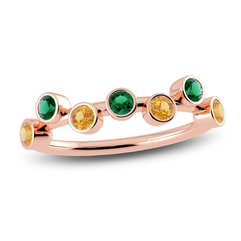 Main Image 1 of Juliette Maison Natural Citrine & Natural Emerald Ring 10K Rose Gold