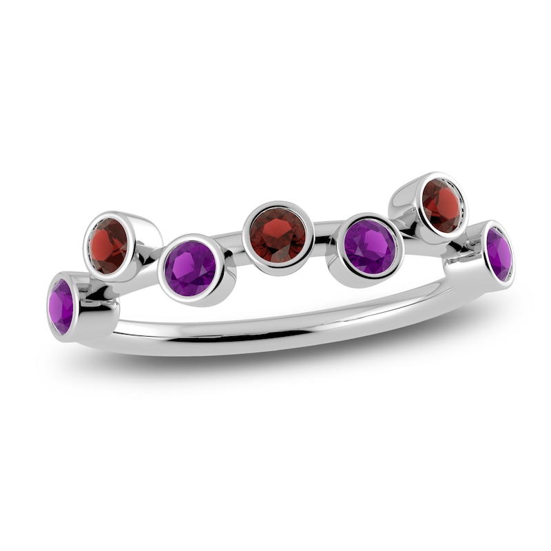 Main Image 1 of Juliette Maison Natural Garnet & Natural Amethyst Ring 10K White Gold