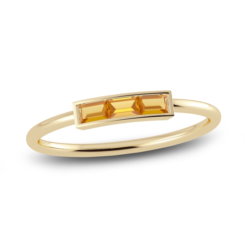 Main Image 1 of Juliette Maison Natural Citrine Baguette Bar Ring 10K Yellow Gold