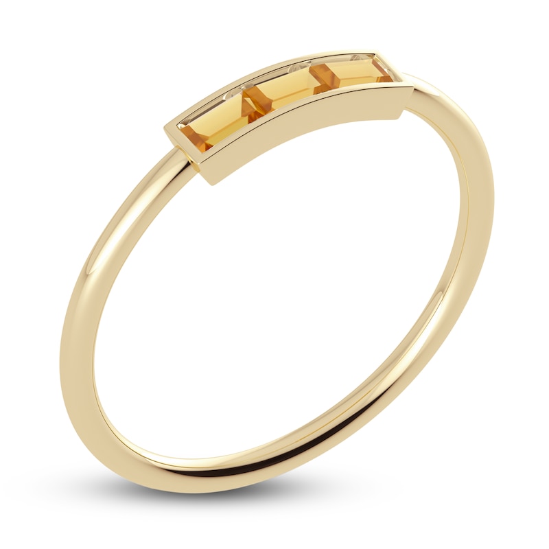 Main Image 2 of Juliette Maison Natural Citrine Baguette Bar Ring 10K Yellow Gold