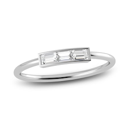 Juliette Maison Natural White Sapphire Baguette Bar Ring 10K White Gold