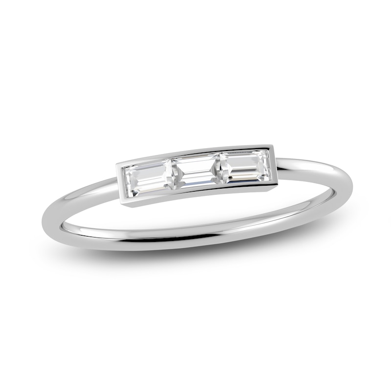 Main Image 1 of Juliette Maison Natural White Sapphire Baguette Bar Ring 10K White Gold