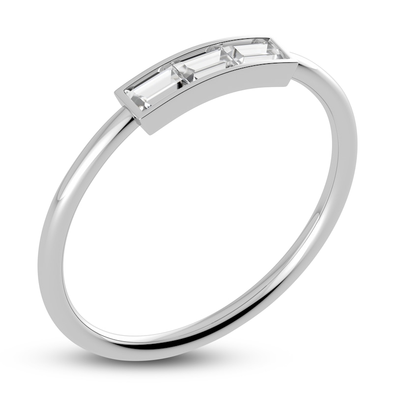 Main Image 2 of Juliette Maison Natural White Sapphire Baguette Bar Ring 10K White Gold