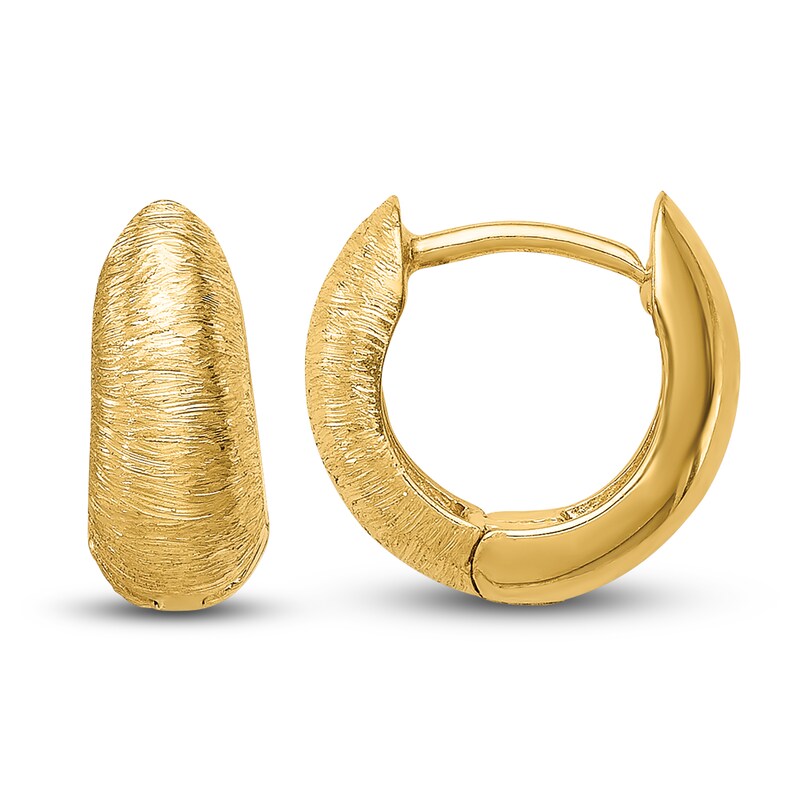 Main Image 1 of Textured Hoop Earrings 14K Yellow Gold 11mm