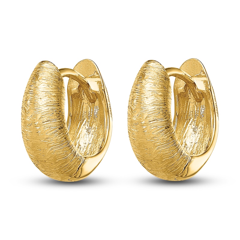 Main Image 2 of Textured Hoop Earrings 14K Yellow Gold 11mm