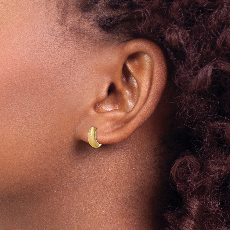 Textured Hoop Earrings 14K Yellow Gold 11mm
