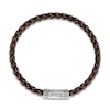 Thumbnail Image 2 of 1933 by Esquire Men's Woven Brown Leather Bracelet Sterling Silver 8.5"