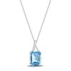 Thumbnail Image 1 of Natural Blue Topaz Pendant Necklace Diamond Accents Sterling Silver