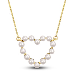 Freshwater Cultured Pearl Heart Necklace 14K Yellow Gold 17"