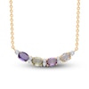 Thumbnail Image 1 of Kallati Oval-Cut Natural Multi-Sapphire Necklace 1/8 ct tw Diamonds 14K Yellow Gold 18"