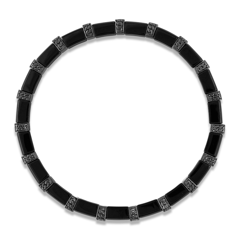 1933 by Esquire Men's Ceramic Bracelet Black Ruthenium-Plated Sterling Silver 8.5"