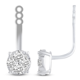 Diamond Front/Back Earrings 1-1/2 ct tw Round 14K White Gold
