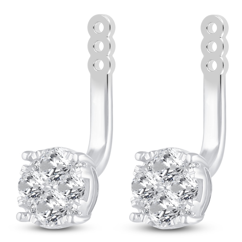 Main Image 2 of Diamond Front/Back Earrings 1-1/2 ct tw Round 14K White Gold