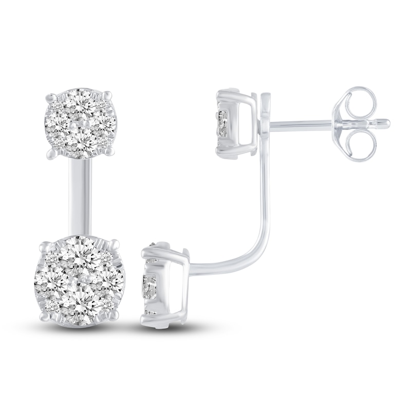 Main Image 3 of Diamond Front/Back Earrings 1-1/2 ct tw Round 14K White Gold