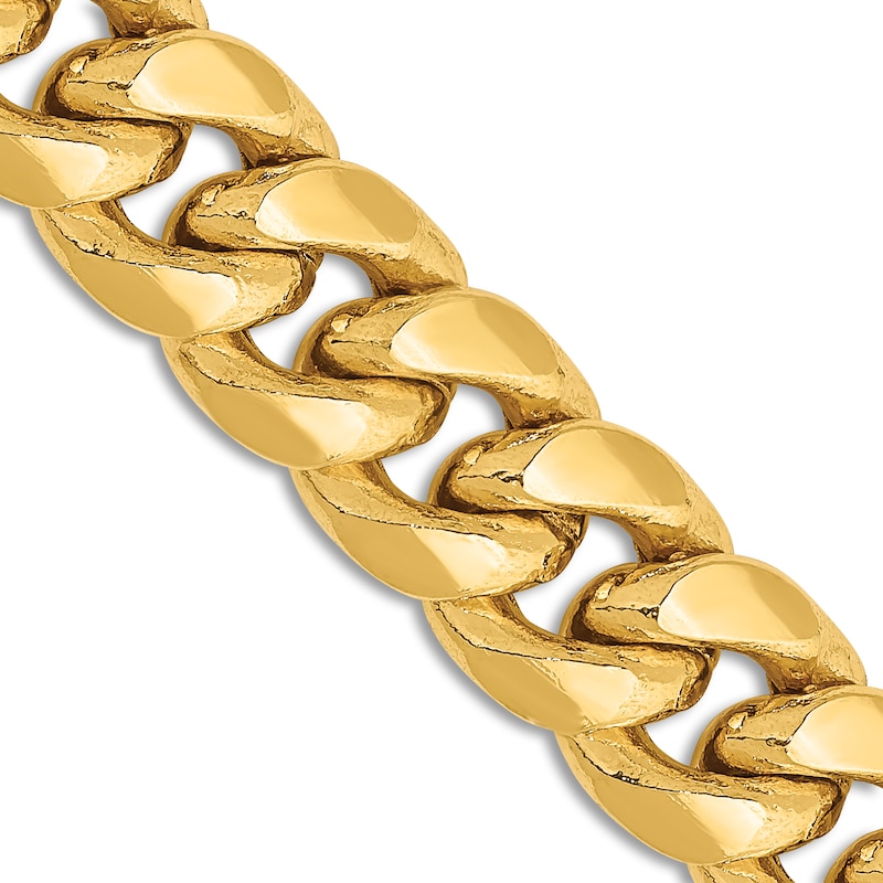 Main Image 1 of Semi-Solid Miami Cuban Link Necklace 14K Yellow Gold 22" 9.3mm