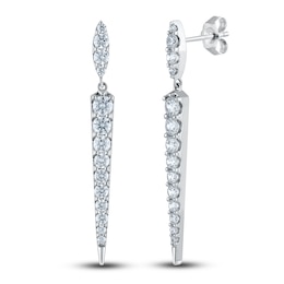 Diamond Dangle Earrings 1-1/2 ct tw Round 14K White Gold