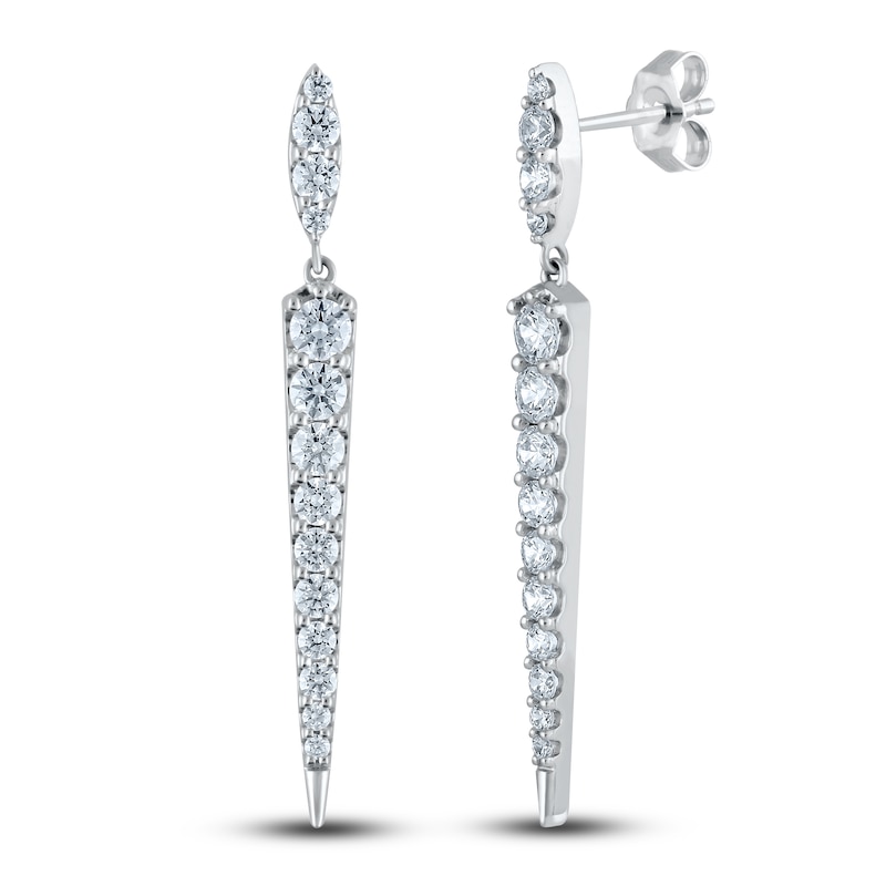 Main Image 1 of Diamond Dangle Earrings 1-1/2 ct tw Round 14K White Gold