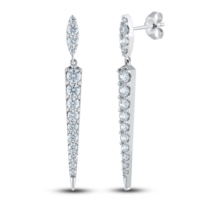 Diamond Dangle Earrings 1-1/2 ct tw Round 14K White Gold