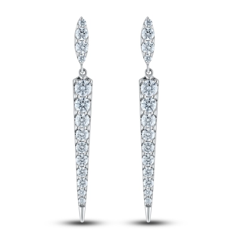 Main Image 2 of Diamond Dangle Earrings 1-1/2 ct tw Round 14K White Gold