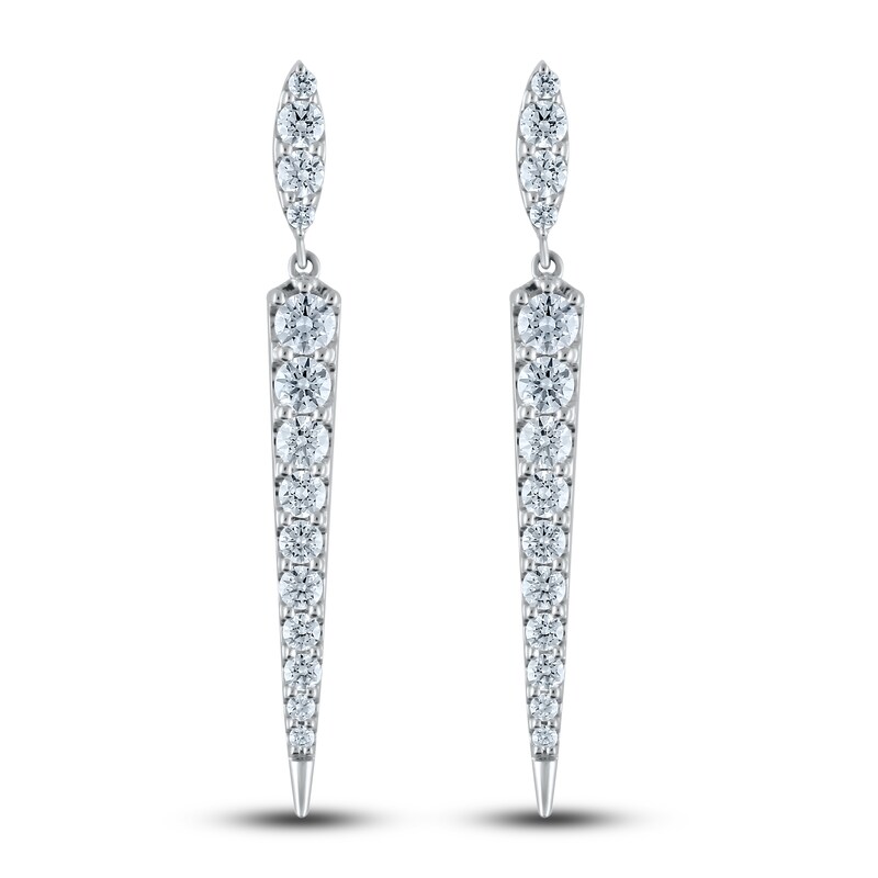 Diamond Dangle Earrings 1-1/2 ct tw Round 14K White Gold