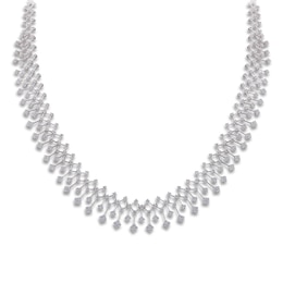 Diamond Collar Necklace 5 ct tw Round 14K White Gold 17"