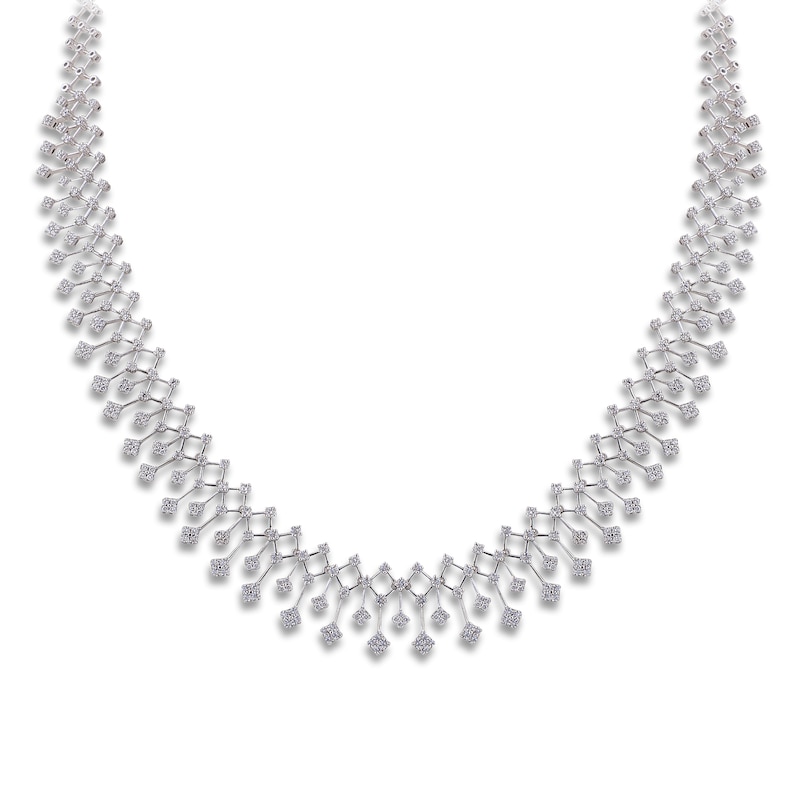 Main Image 1 of Diamond Collar Necklace 5 ct tw Round 14K White Gold 17"