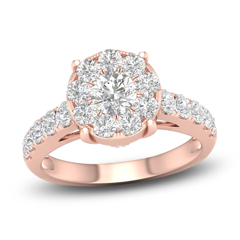 Diamond Engagement Ring 2 ct tw Round 14K Rose Gold